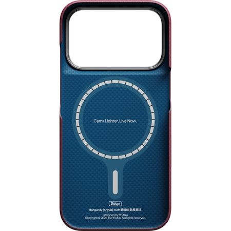 Чехол для iPhone 18 Pro Pitaka Argyle Edge Case Burgundy, изображение 3