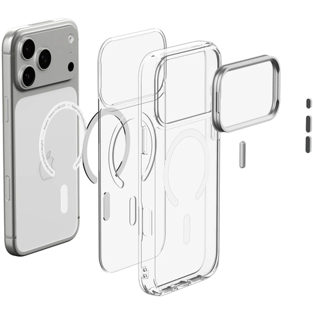 Чехол для iPhone 17 Pro Max / 18 Pro Max Spigen Ultra Hybrid Optik S MagSafe Clear/Silver, изображение 6