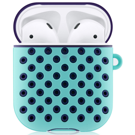 Чехол для Airpods Brosco Чемодан Перфорация Мятно-Синий