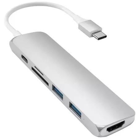 USB-xaб Satechi Type-C Slim Multiport Adapter V2. Интерфейс USB-C Silver