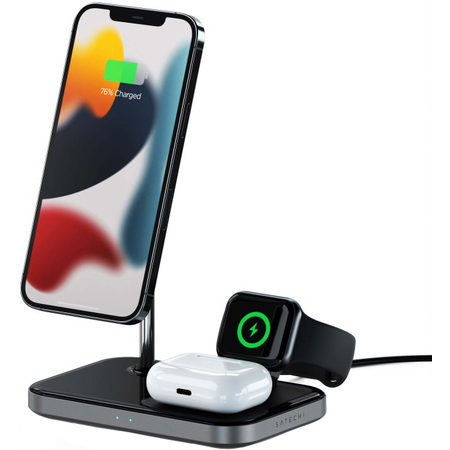Беспроводное зарядное устройство-подставка Satechi Magnetic 3-in-1 Wireless Charging Stand, Grey, изображение 5