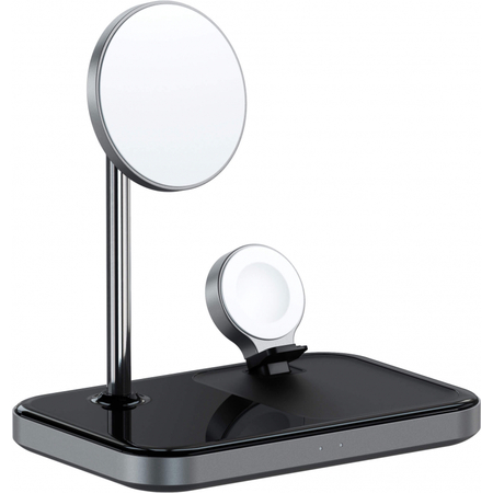 Беспроводное зарядное устройство-подставка Satechi Magnetic 3-in-1 Wireless Charging Stand, Grey, изображение 2