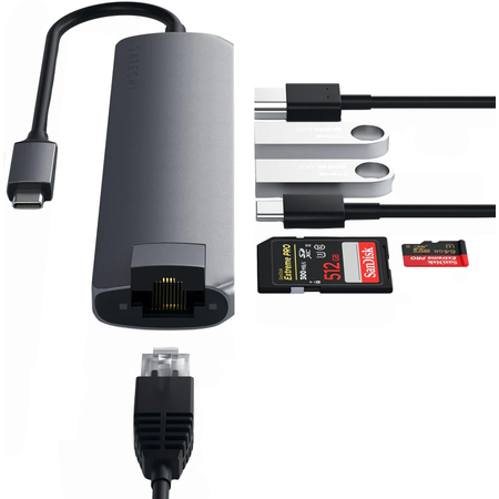 USB-хаб Satechi Aluminum Multi-Port Adapter with Ethernet Type-C Space Gray, изображение 4