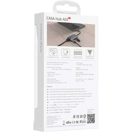 USB-хаб Adam Elements Casa A01m Grey, Цвет: Grey / Серый, изображение 5