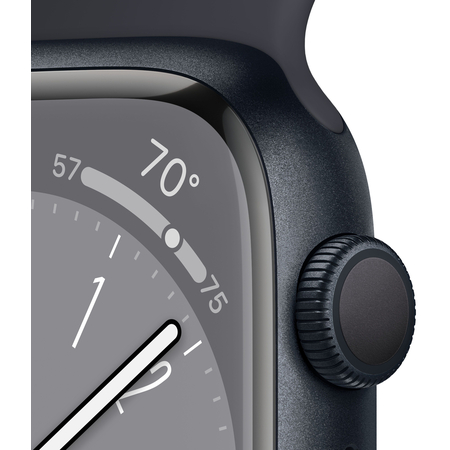 Apple Watch Series 8 45mm GPS Midnight Aluminum Case with Black Sport Band, Экран: 45, Цвет: Midnight / Тёмная ночь, Возможности подключения: GPS, изображение 3