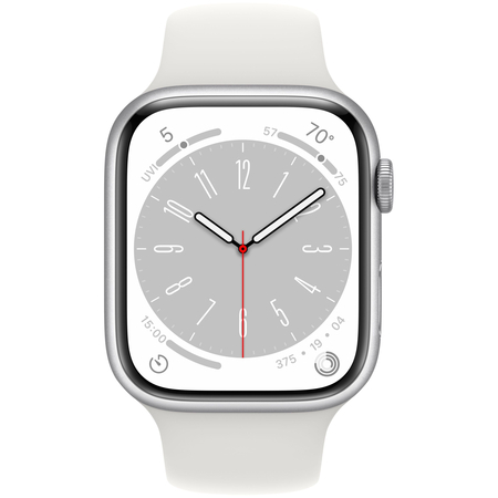 Apple Watch Series 8 45mm GPS Silver Aluminum Case with White Band, изображение 2