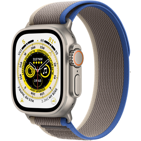 Apple Watch Series Ultra 49mm Titanium Case With Blue/Gray Trail Loop, Цвет: Grey / Серый, Возможности подключения: GPS + Cellular