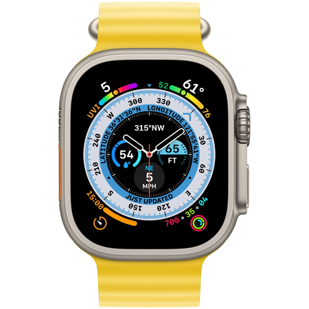 Apple Watch Series Ultra 49mm with Yellow Ocean Band, Цвет: Yellow / Желтый, Возможности подключения: GPS + Cellular, изображение 2
