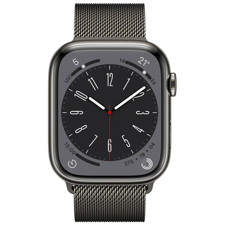Apple Watch Series 8 45mm GPS+Cellular Graphite Stainless Steel Case with Milanese Loop, Экран: 45, Цвет: Graphite / Графитовый, Возможности подключения: GPS + Cellular, изображение 2