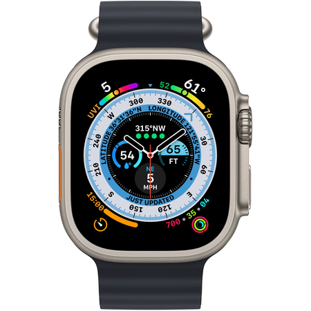 Apple Watch Series Ultra 49mm Titanium Case With Midnight Ocean Band, Цвет: Midnight / Тёмная ночь, Возможности подключения: GPS + Cellular, изображение 2
