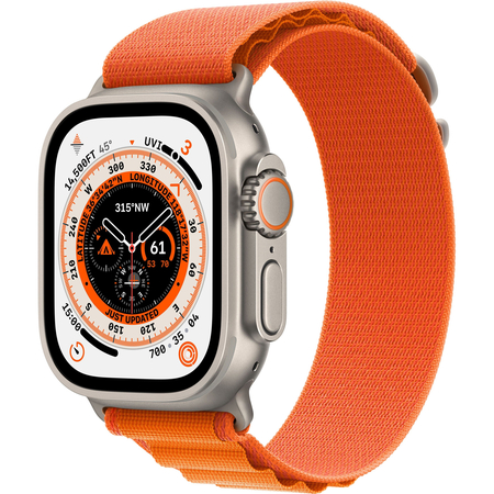 Apple Watch Series Ultra 49mm Titanium Case With Orange Alpine Loop, Цвет: Orange / Оранжевый, Возможности подключения: GPS + Cellular