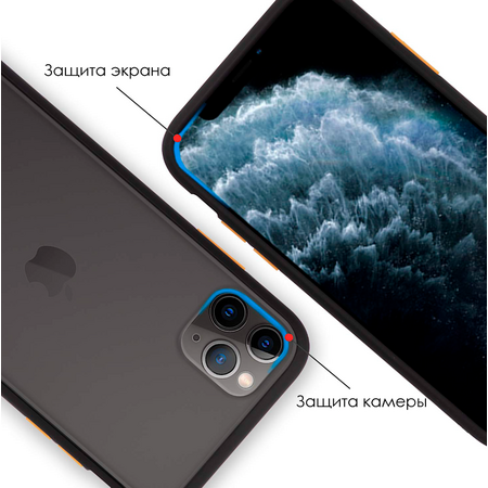 Чехол для iPhone 11 Pro Max Brosco Черно-Желтый, изображение 8