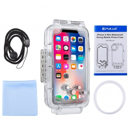 Чехол водонепроницаемый Puluz для iPhone X/XS Clear, изображение 3