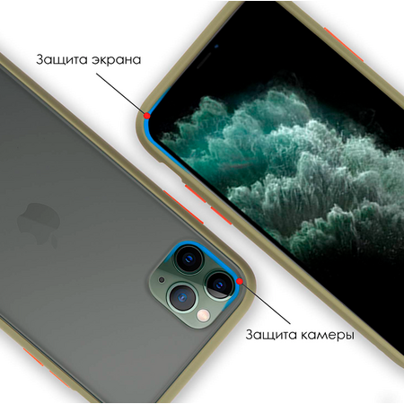 Чехол для iPhone 11 Pro Brosco Зелено-Оранжевый, изображение 7