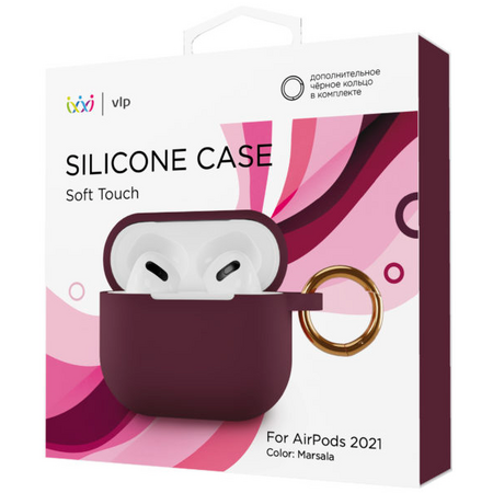 Чехол для AirPods 3 VLP Soft Touch с кольцом Marsala, Цвет: Red / Красный, изображение 2