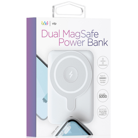 Внешний Аккумулятор VLP MagSafe Dual 5000 mAh White, Цвет: White / Белый, изображение 2
