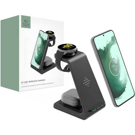 Беспроводное зарядное устройство Tech-Protect A7 3in1 Black, изображение 3