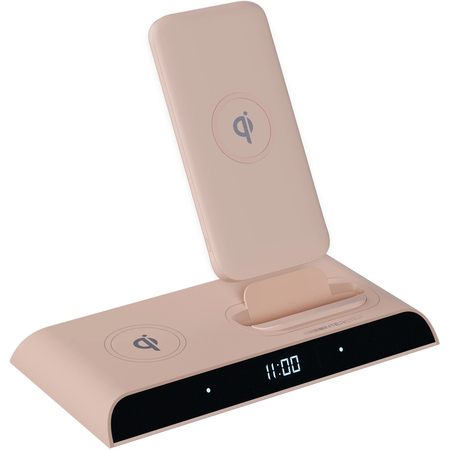 Внешний аккумулятор 10000мАч Interstep PB10DQi PRO док-станция Type-C PD розовый, Цвет: Розовый