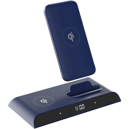 Внешний аккумулятор 10000мАч Interstep PB10DQi PRO док-станция Type-C PD синий, Цвет: Blue / Синий темный
