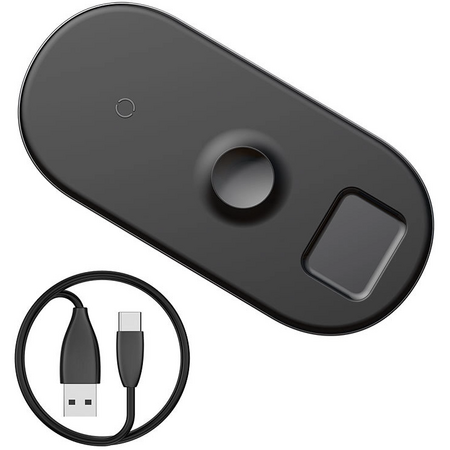 Беспроводное зарядное устройство Baseus, 3in1 Wireless Charger, 7.5W, Black, Цвет: Black / Черный, изображение 4