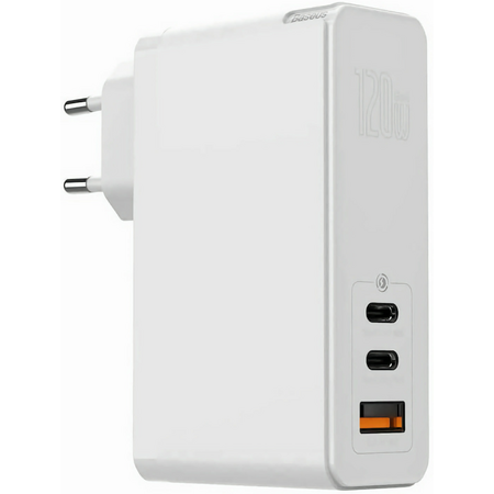 Сетевое зарядное устройство Baseus GaN Mini Quick Charger C+C+A 120W EU White (CCGAN-J02), изображение 2