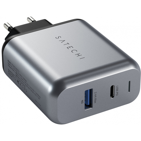 Сетевое зарядное устройство, Satechi, 30W Dual-Port Travel Charger, Grey, изображение 3