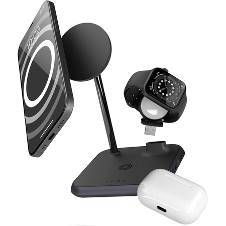 БЗУ ZENS 4-in-1 Magnetic + Watch Wireless Charger Black, изображение 5