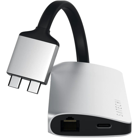 USB-хаб Satechi Type-C Dual Multimedia Adapter для Macbook с двумя портами USB-C Silver, изображение 3