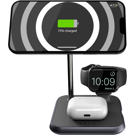 БЗУ ZENS 4-in-1 Magnetic + Watch Wireless Charger Black, изображение 6