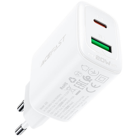 Зарядное устройство двухпортовое ACEFAST A25 PD20W USB-C+USB-A dual port, изображение 5