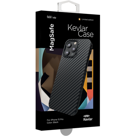 Чехол VLP Kevlar Case с MagSafe для iPhone 15 Pro Black, изображение 3