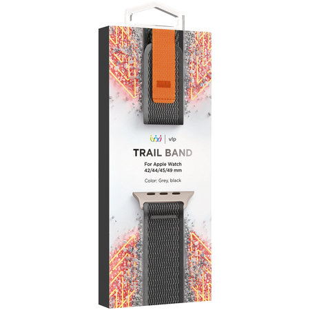Ремешок нейлоновый VLP Trail Band для Apple Watch 42/44/45/49mm черный-серый, Цвет: Black / Черный, изображение 3