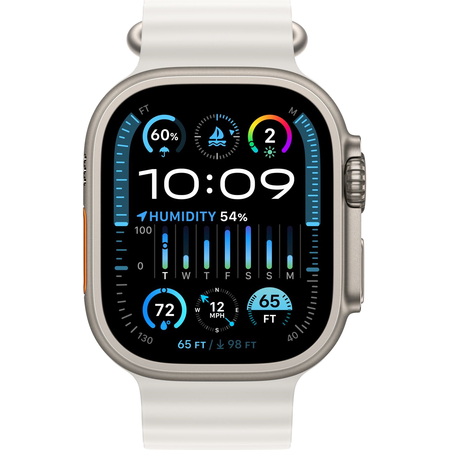 Apple Watch Ultra 2 GPS + Cellular, 49 мм, корпус из титана, ремешок Ocean белого цвета, Экран: 49, Цвет: White / Белый, изображение 2