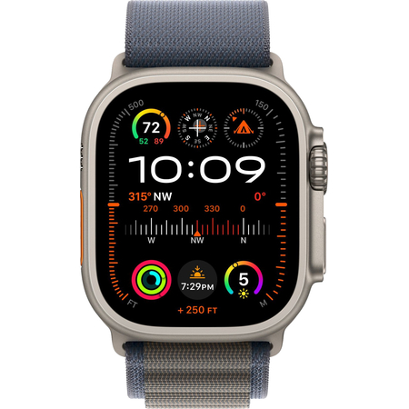 Apple Watch Ultra 2 GPS + Cellular, 49 мм, корпус из титана, ремешок Alpine синего цвета, Экран: 49, Цвет: Blue / Синий темный, изображение 2