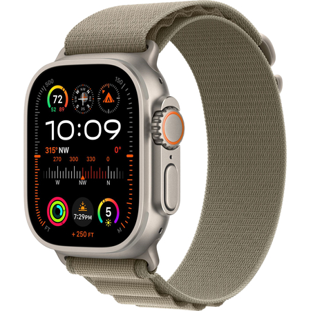 Apple Watch Ultra 2 GPS + Cellular, 49 мм, корпус из титана, ремешок Alpine оливкового цвета, Экран: 49, Цвет: Olive / Оливковый