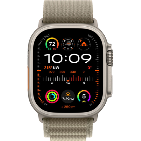 Apple Watch Ultra 2 GPS + Cellular, 49 мм, корпус из титана, ремешок Alpine оливкового цвета, Экран: 49, Цвет: Olive / Оливковый, изображение 2