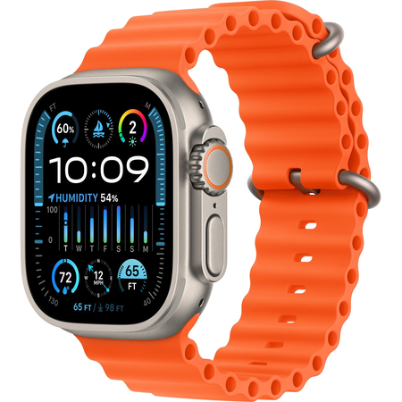 Apple Watch Ultra 2 GPS + Cellular, 49 мм, корпус из титана, ремешок Ocean оранжевого цвета, Экран: 49, Цвет: Orange / Оранжевый
