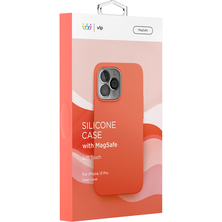 Чехол для iPhone 13 Pro VLP Silicone case with MagSafe Coral, Цвет: Coral / Коралл, изображение 5