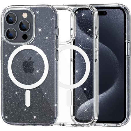 Защитный чехол Tech-Protect Flexair Hybrid Magsafe iPhone 15 Pro Glitter Clear