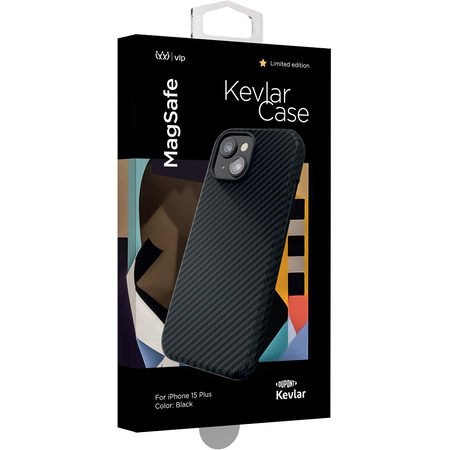 Чехол VLP Kevlar Case с MagSafe для iPhone 15 Plus черный, изображение 3