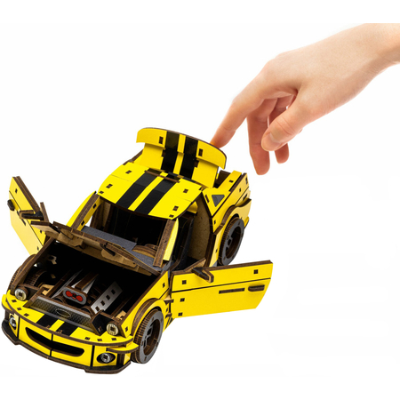 Конструктор деревянный UniModels Stallion GT Желтый, изображение 10