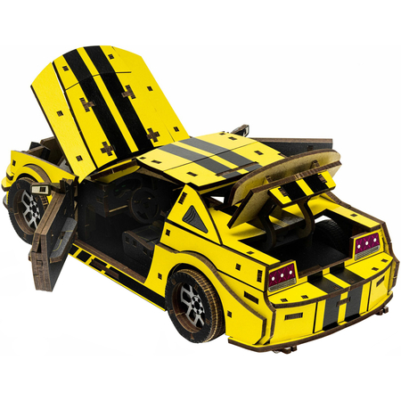 Конструктор деревянный UniModels Stallion GT Желтый, изображение 4