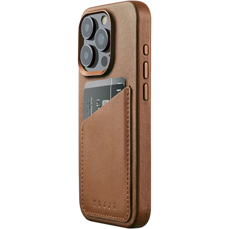 Чехол для iPhone 15 Pro Mujjo Full Leather Wallet Case Tan, Цвет: Brown / Коричневый, изображение 4