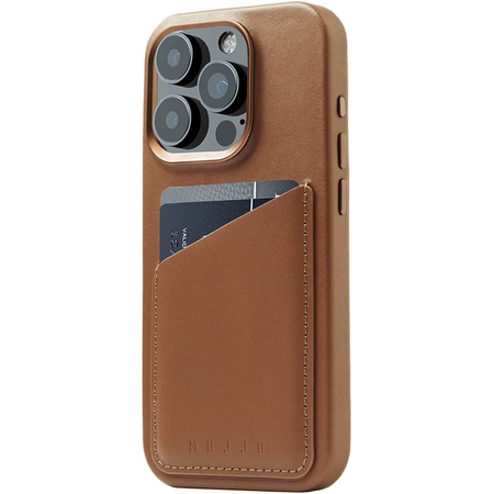 Чехол для iPhone 15 Pro Mujjo Full Leather Wallet Case Tan, Цвет: Brown / Коричневый, изображение 3