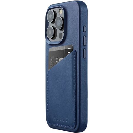 Чехол для iPhone 15 Pro Mujjo Full Leather Wallet Case Monaco Blue, Цвет: Blue / Синий, изображение 4