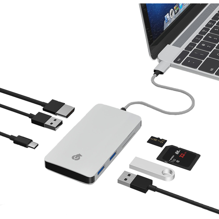 USB-хаб uBear Link Hub 7 in 1 для устройств с разъемом USB-C серебристый, Цвет: Silver / Серебристый, изображение 2
