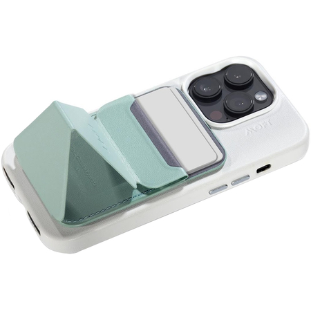 Картхолдер для телефона Moft SNAP-ON Premium с усиленными магнитами + магнитное кольцо экокожа Movas Шалфей, изображение 4