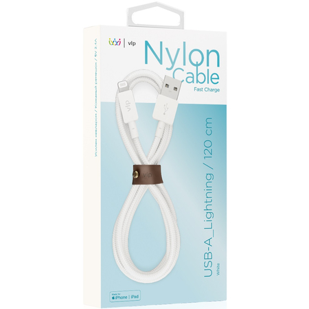 Кабель VLP Nylon USB A - Lightning 1.2m White, Цвет: White / Белый, изображение 2