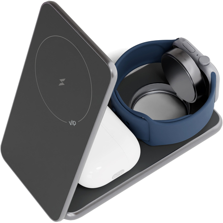 Беспроводное зарядное устройство VLP Alum Power 3 in 1, темно-серое, изображение 2