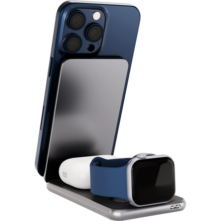 Беспроводное зарядное устройство VLP Alum Power 3 in 1, темно-серое, изображение 3